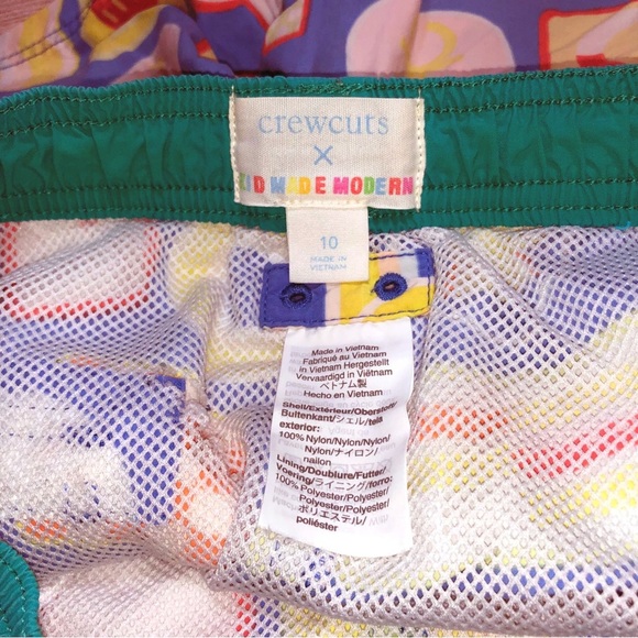 Crewcuts x Kids Made Modern Blue Candy Print Swim Trunks Size 10 - Picture 7 of 12